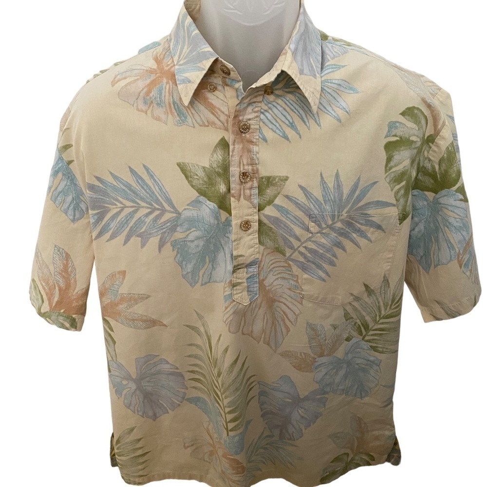 COOKE STREET Honolulu Yellow Aloha Hawaiian Tropical Floral Shirt Men L large